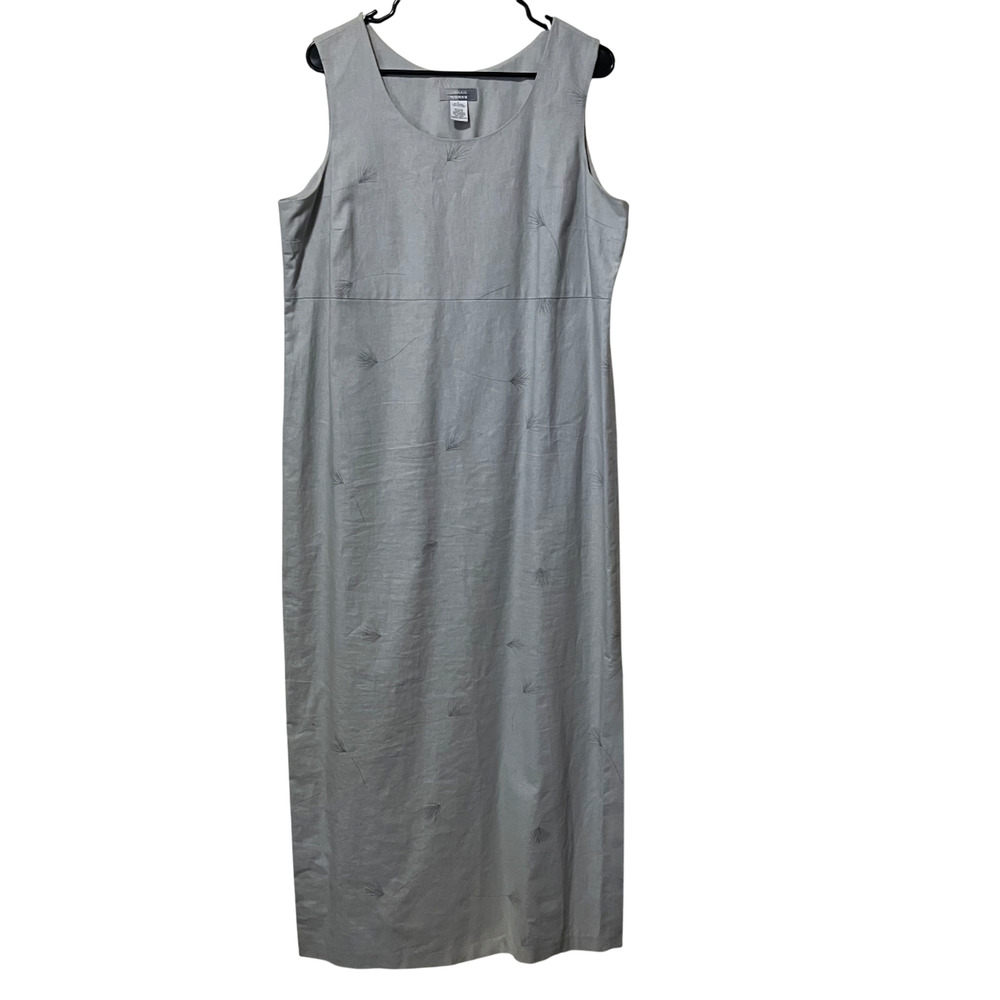 Urban Works Linen Cotton Sleeveless Midi Dress Shift Gray L Dandelion Resort